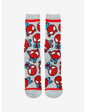 Marvel Spider-Man Chibi Allover Print Crew Socks - BoxLunch Exclusive, , hi-res