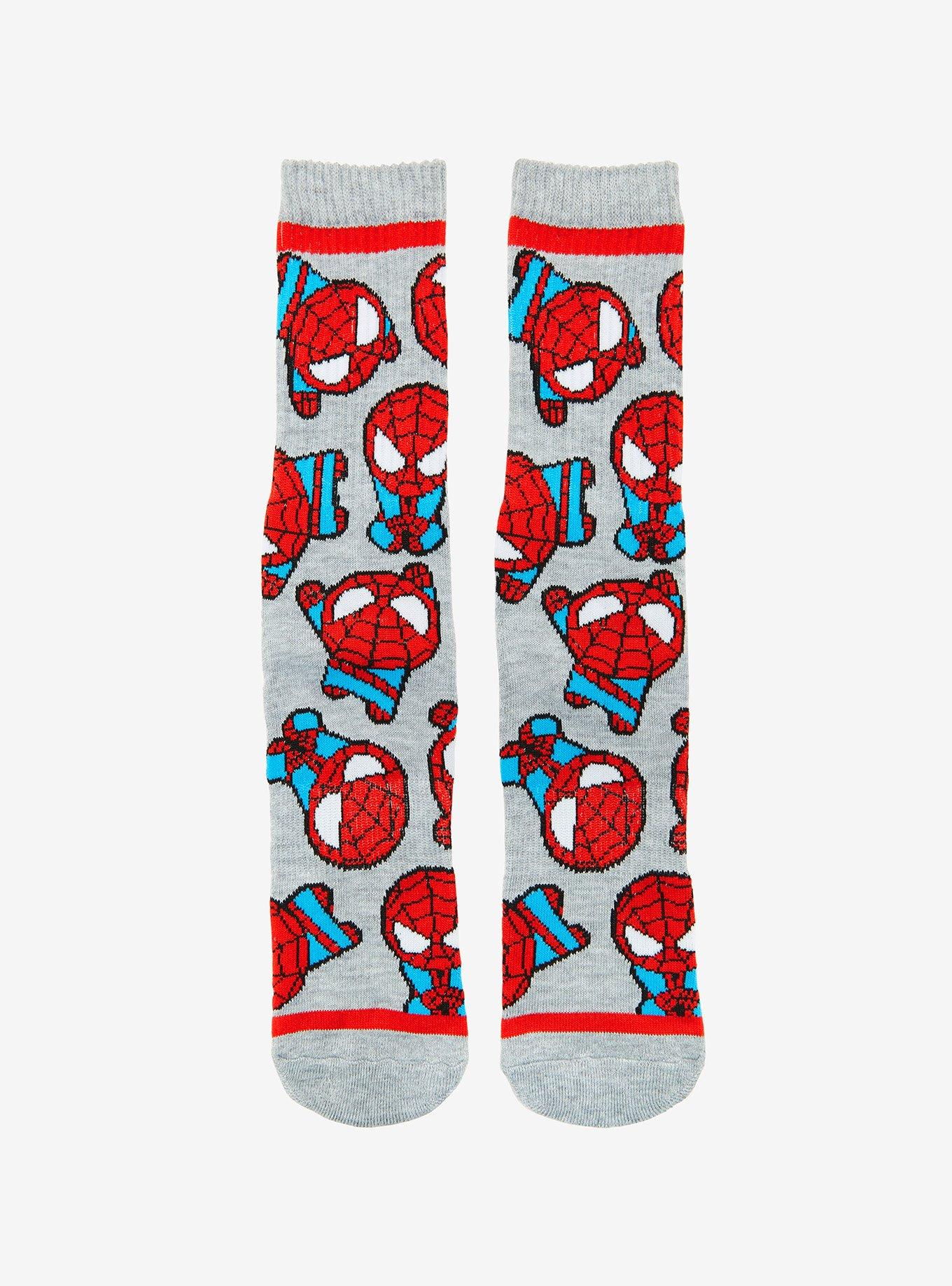 Marvel Spider-Man Chibi Allover Print Crew Socks - BoxLunch Exclusive, , hi-res