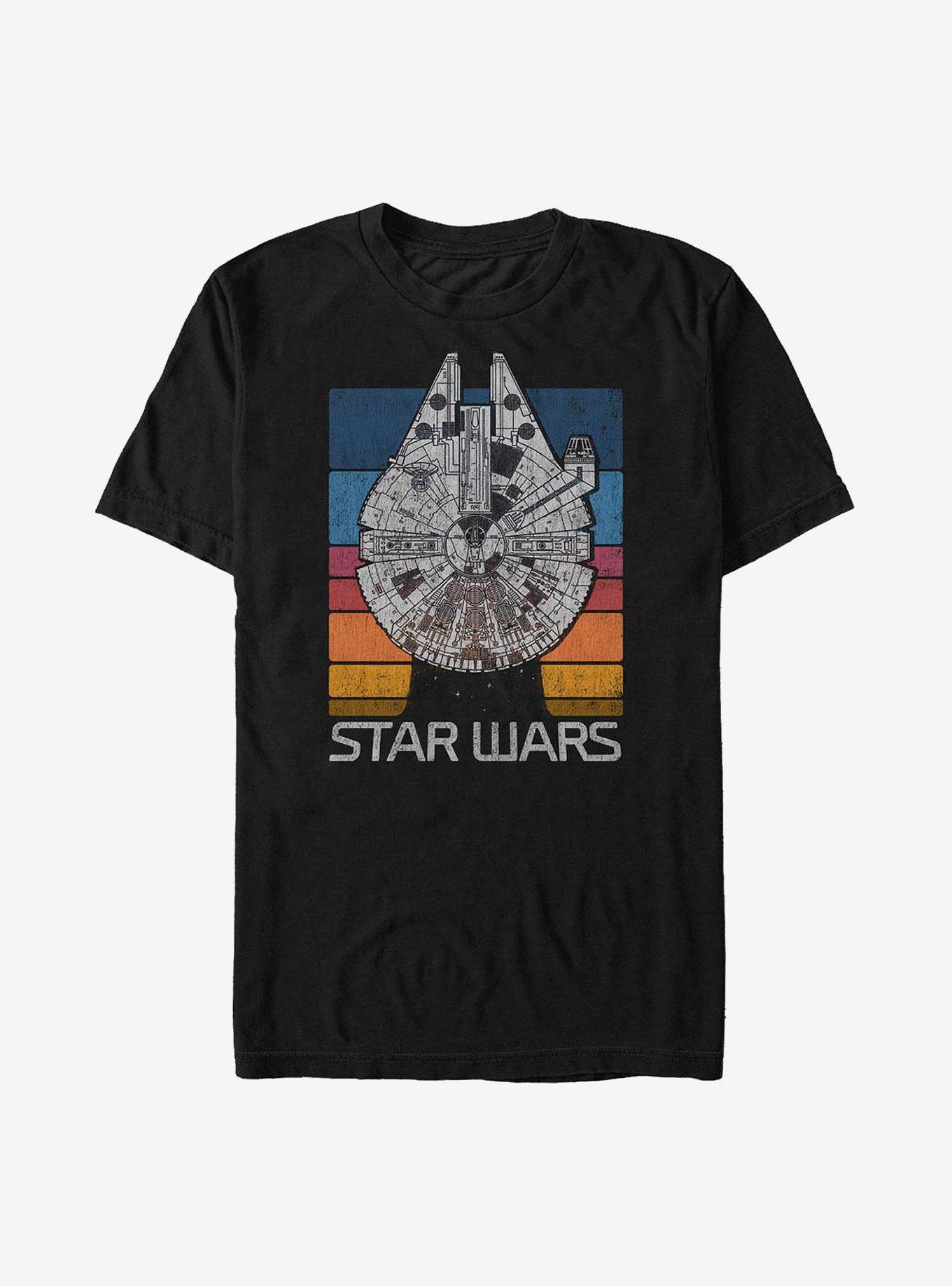 Star Wars Falcon Rainbow Colors T-Shirt, BLACK, hi-res