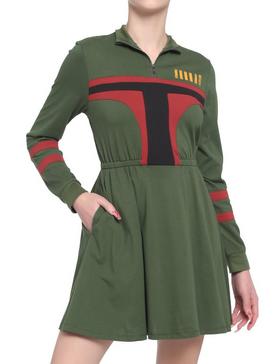 Her Universe Star Wars Boba Fett Zip-Neck Long-Sleeve Dress, , hi-res