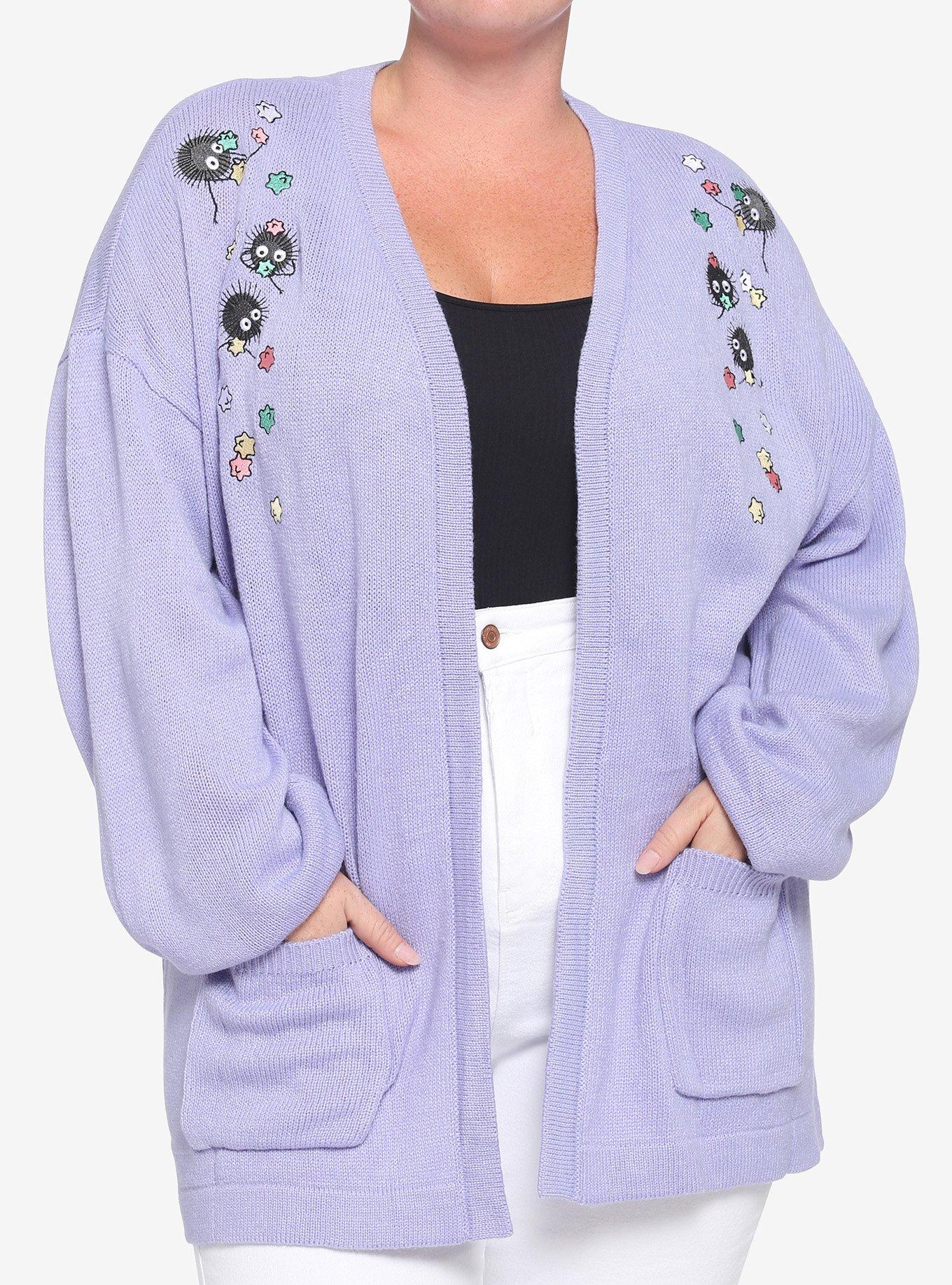 Her Universe Studio Ghibli Spirited Away Soot Sprites Lavender Open Cardigan Plus Size, MULTI, hi-res