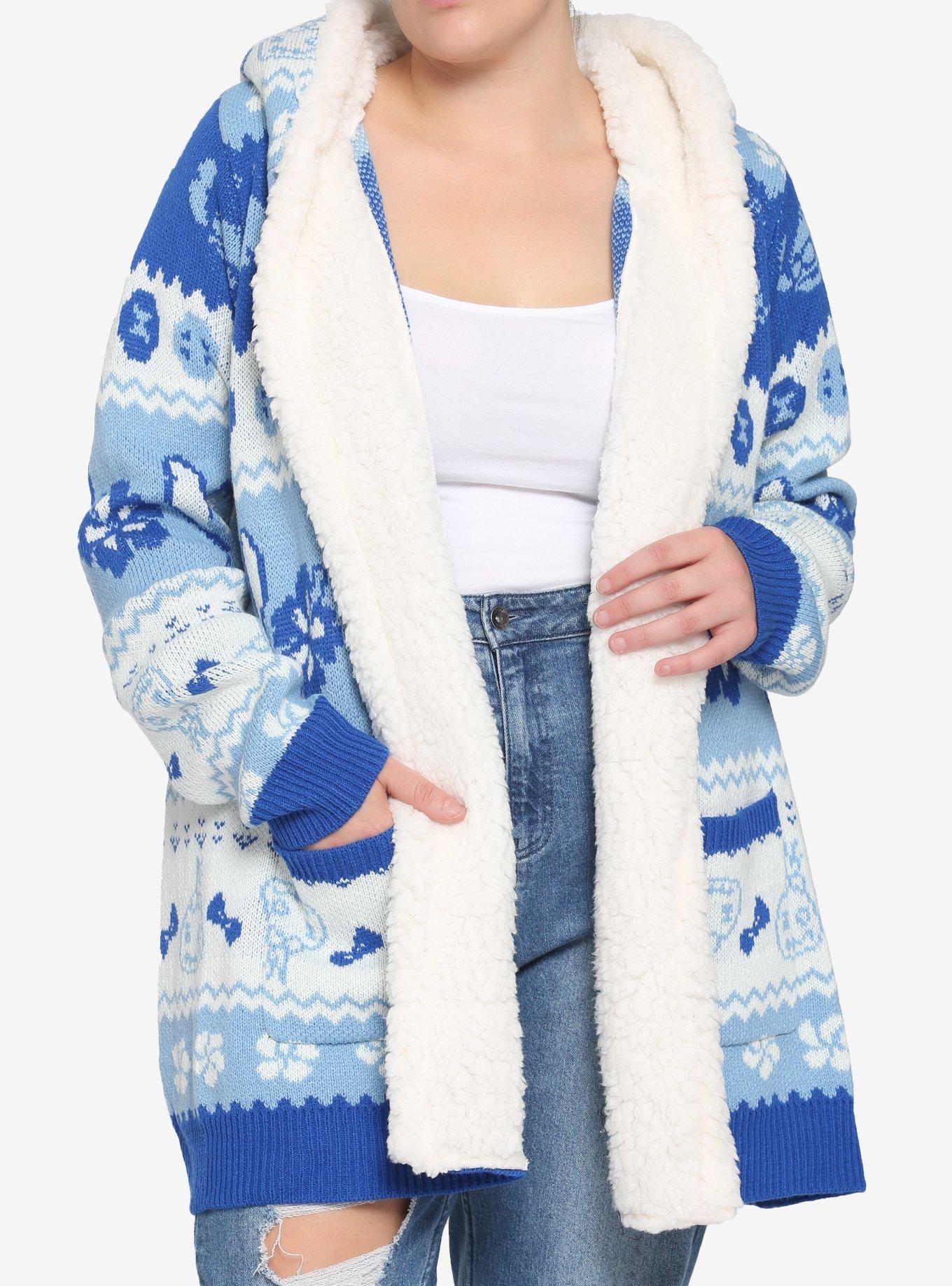 Disney Lilo & Stitch Fair Isle Stitch & Scrump Sherpa Open Cardigan Plus Size, MULTI, hi-res