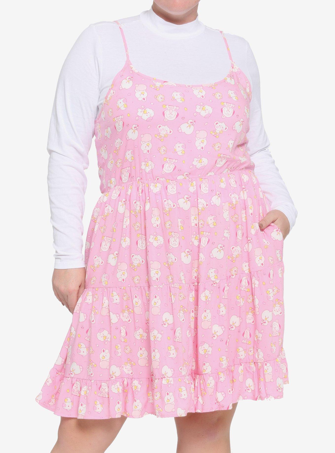 BT21 Jelly Candy Twofer Mock Neck Dress Plus Size, MULTI, hi-res