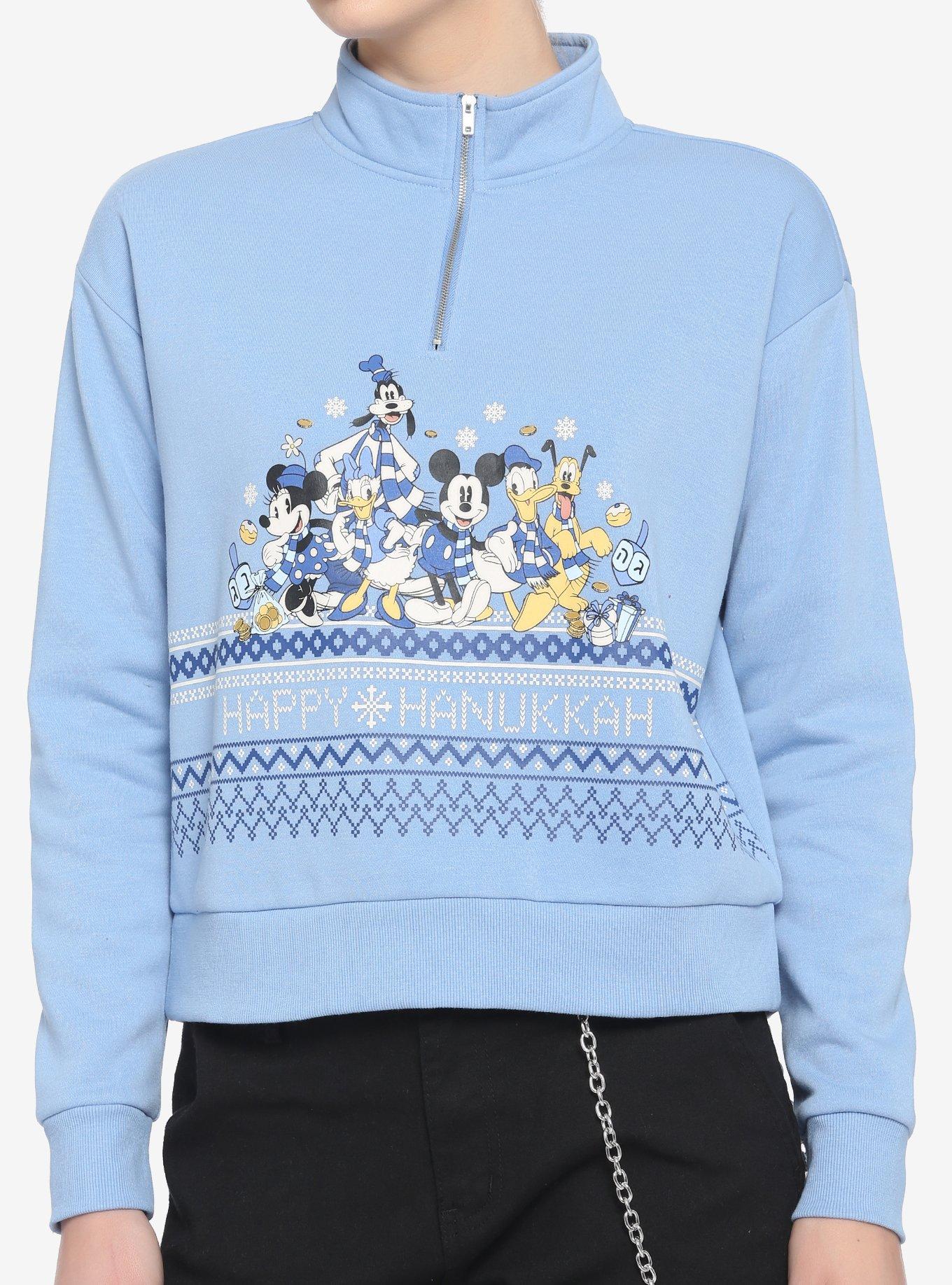 Disney Holiday Hanukkah Half-Zip Girls Crop Pullover, , hi-res