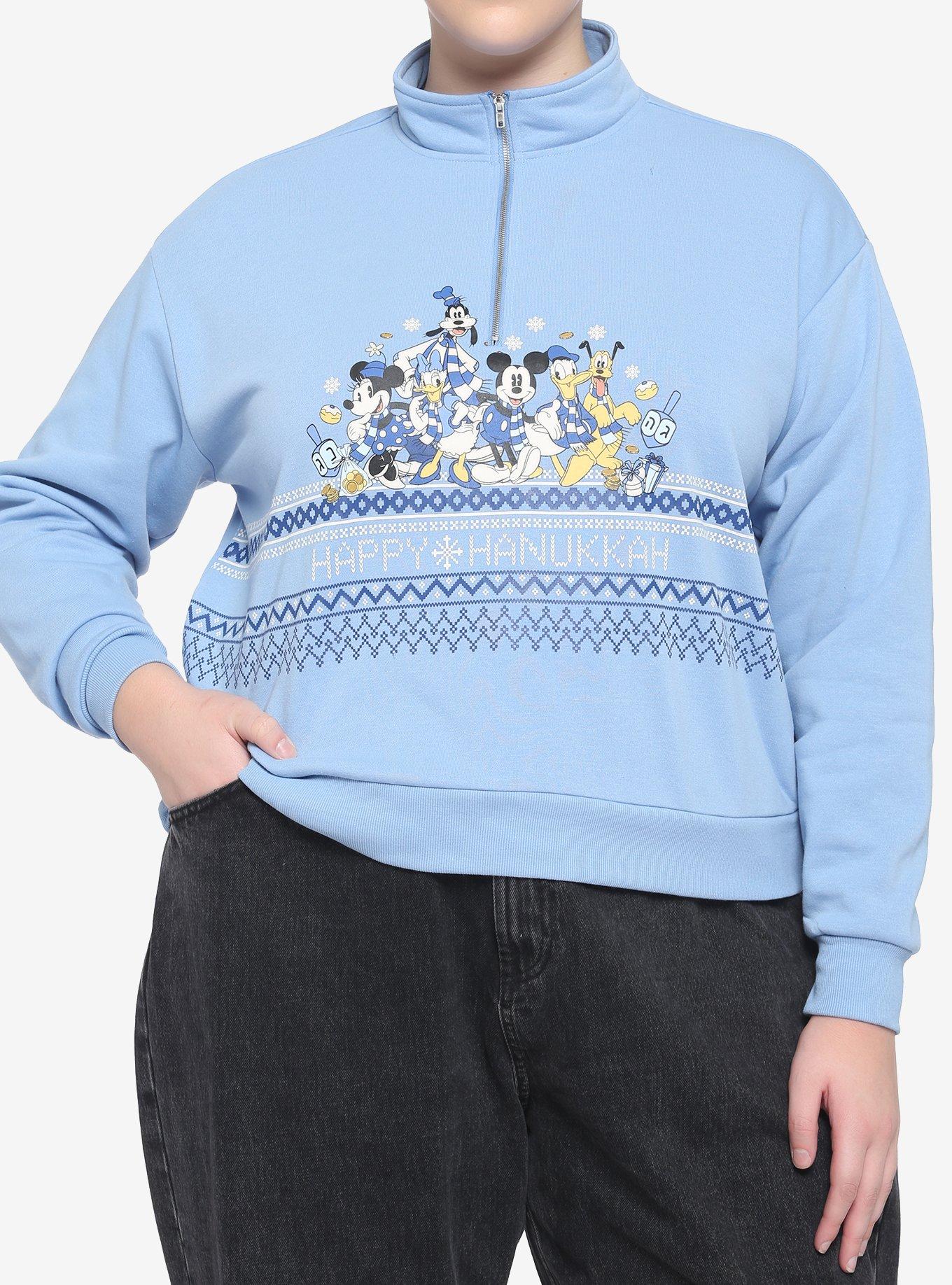 Disney Holiday Hanukkah Half-Zip Girls Crop Pullover Plus Size, MULTI, hi-res