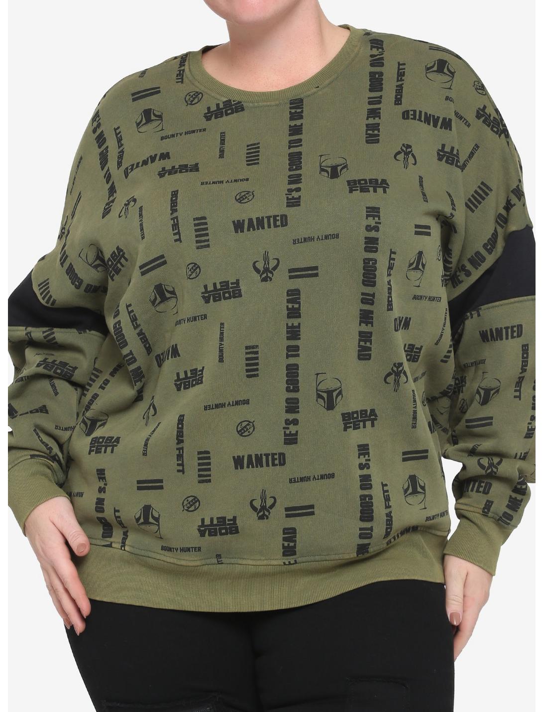 Her Universe Star Wars Boba Fett Logos Girls Sweatshirt Plus Size, BLACK, hi-res