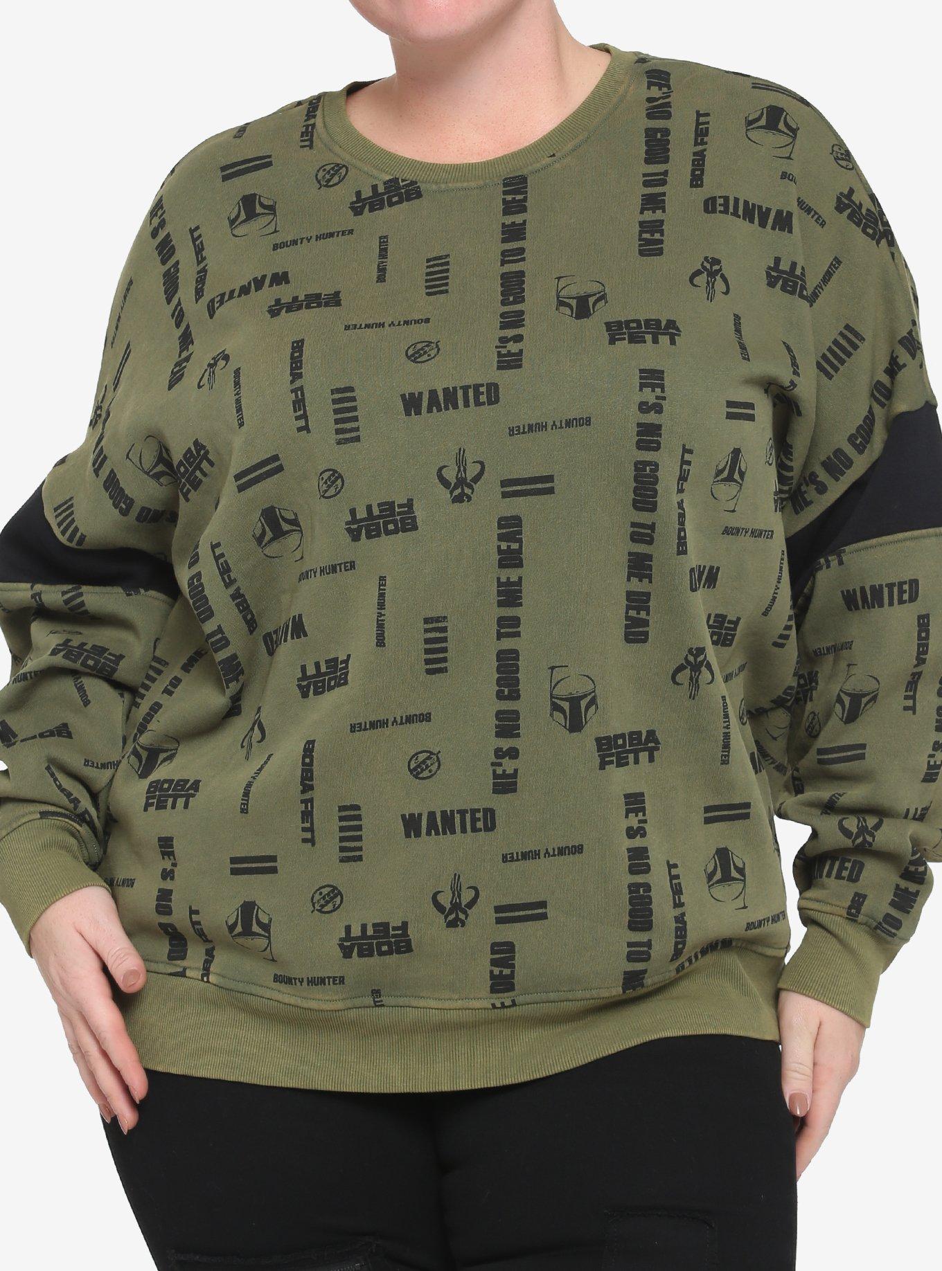 Her Universe Star Wars Boba Fett Logos Girls Sweatshirt Plus Size, BLACK, hi-res