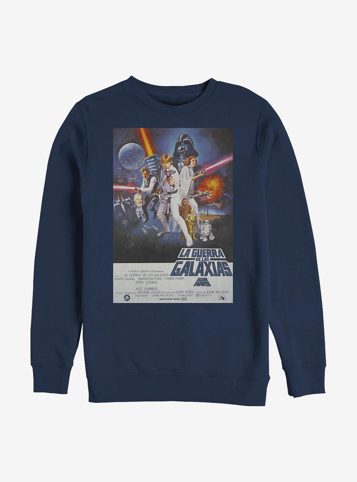 Star Wars Episode IV A New Hope La Guerra De Las Galaxias Poster Sweatshirt, NAVY, hi-res