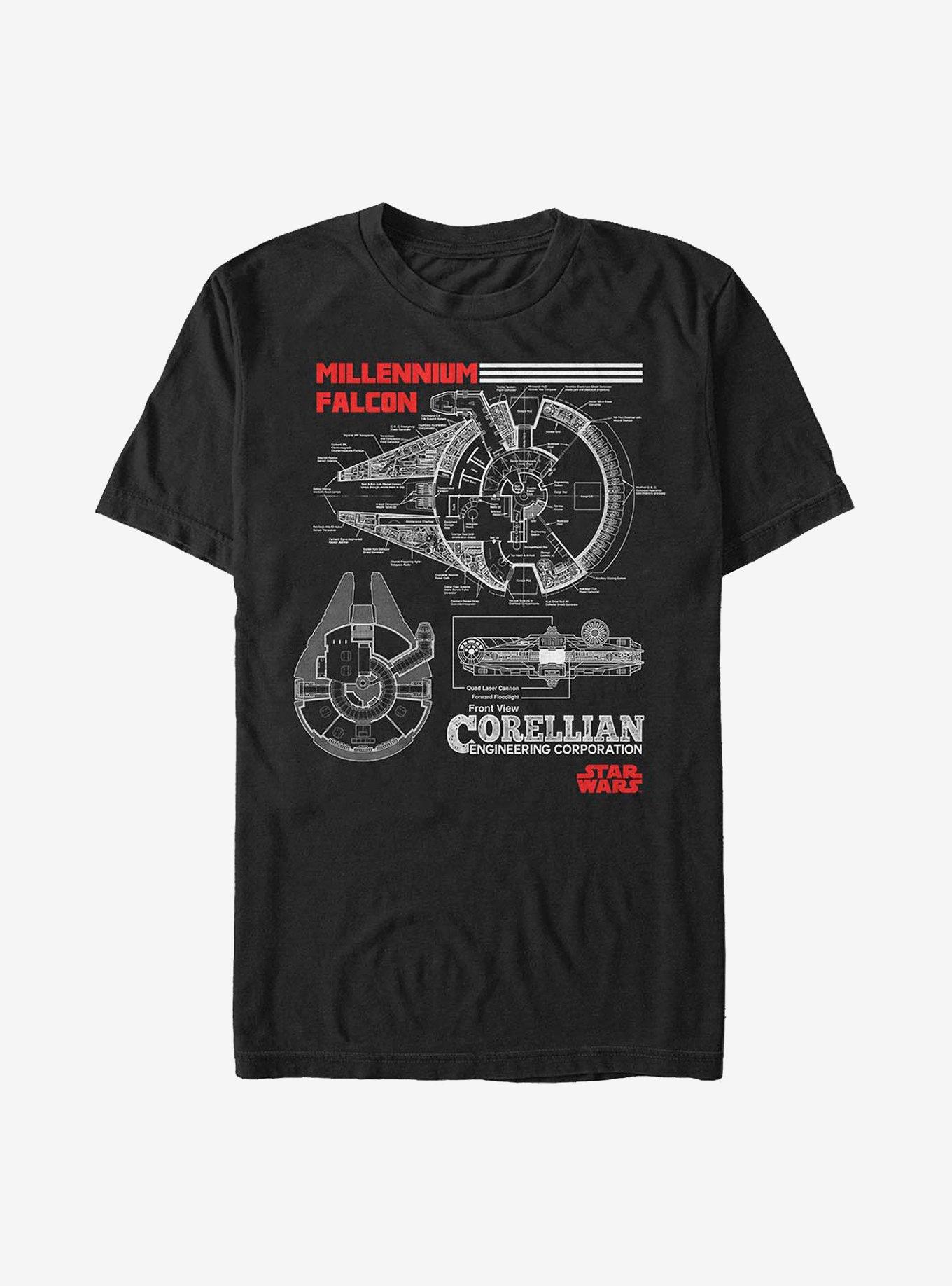 Star Wars Falcon Blueprints T-Shirt, , hi-res