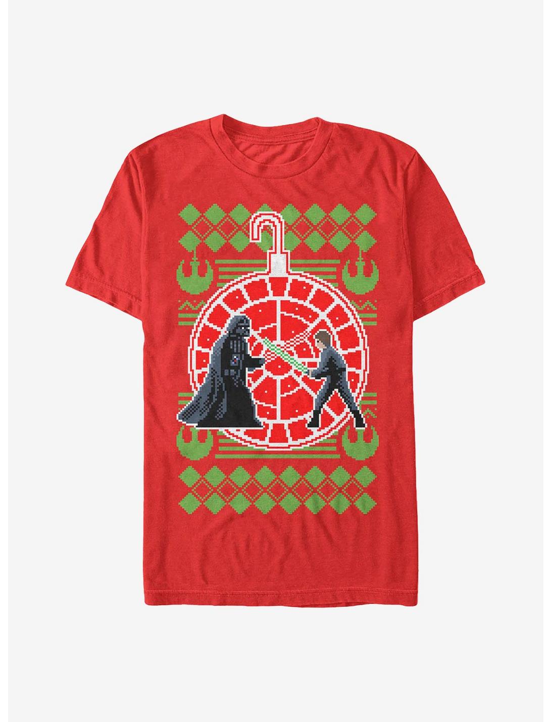 Star Wars Ugly Holiday Merry Duel T-Shirt, RED, hi-res