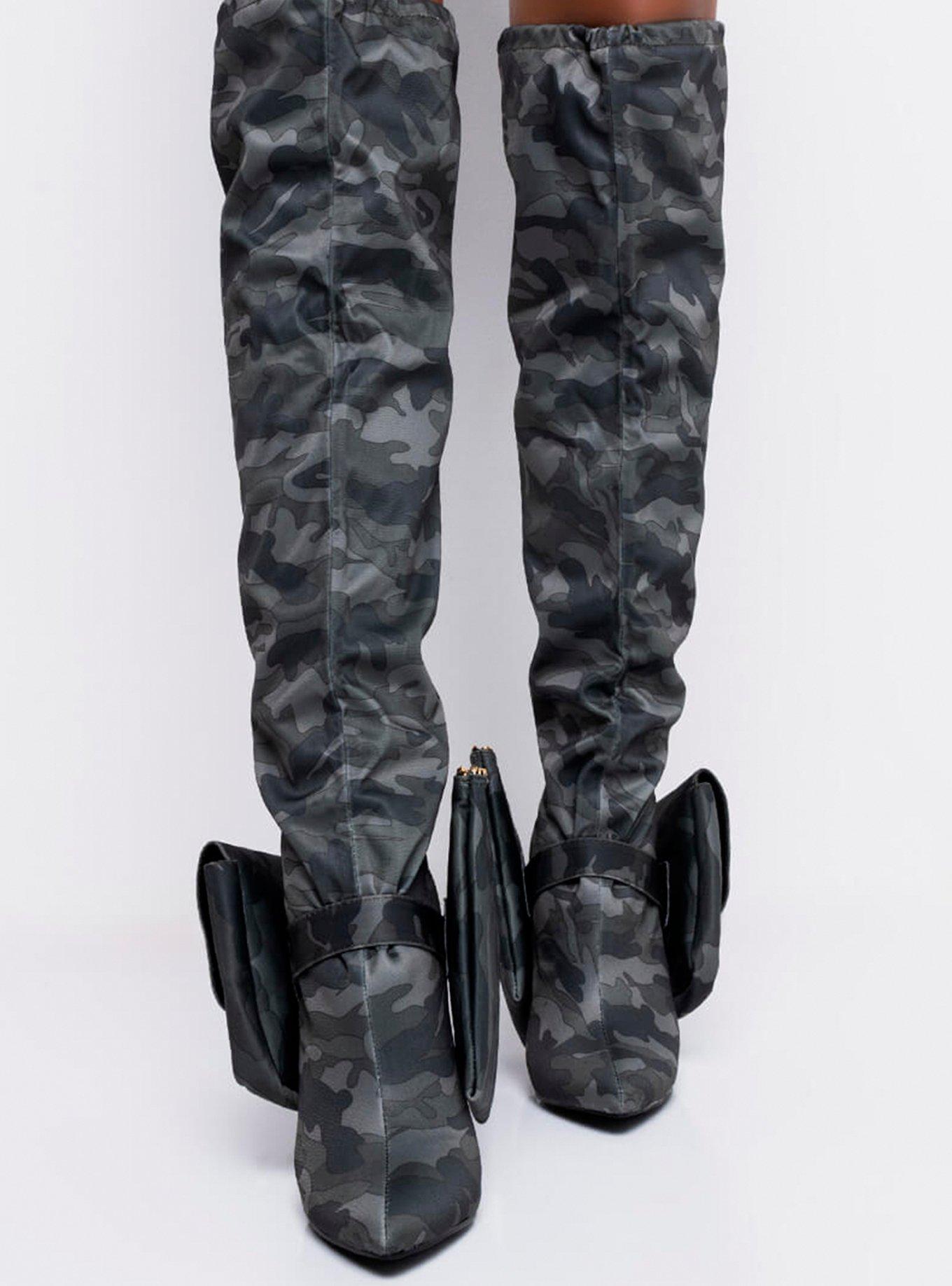 Azalea Wang Made For Walking Camo Boots, OLIVE, hi-res