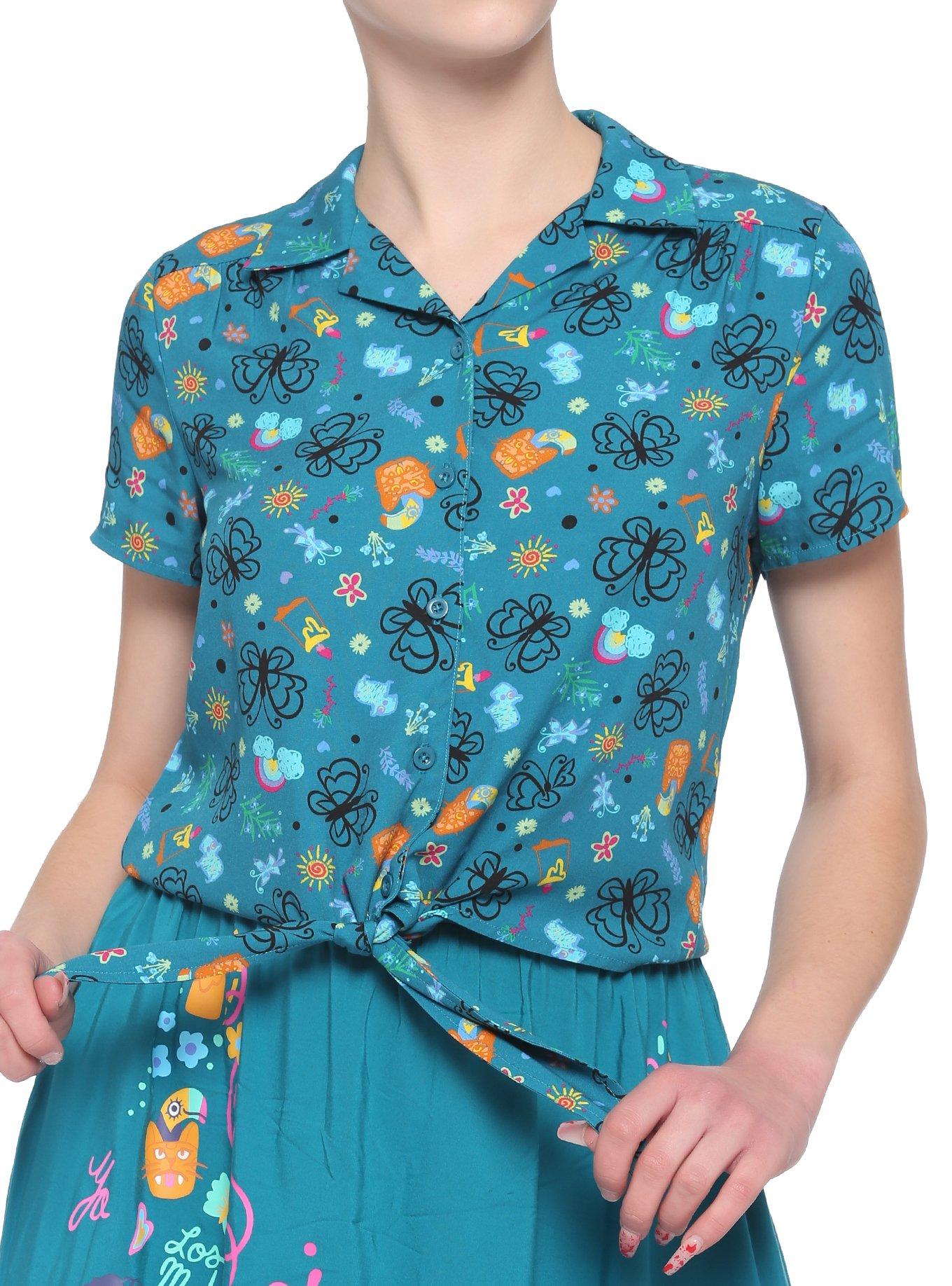 Disney Encanto Tie-Front Girls Woven Button-Up, MULTI, hi-res