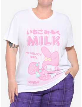 My Melody Strawberry Milk Girls Boyfriend Fit T-Shirt Plus Size, , hi-res