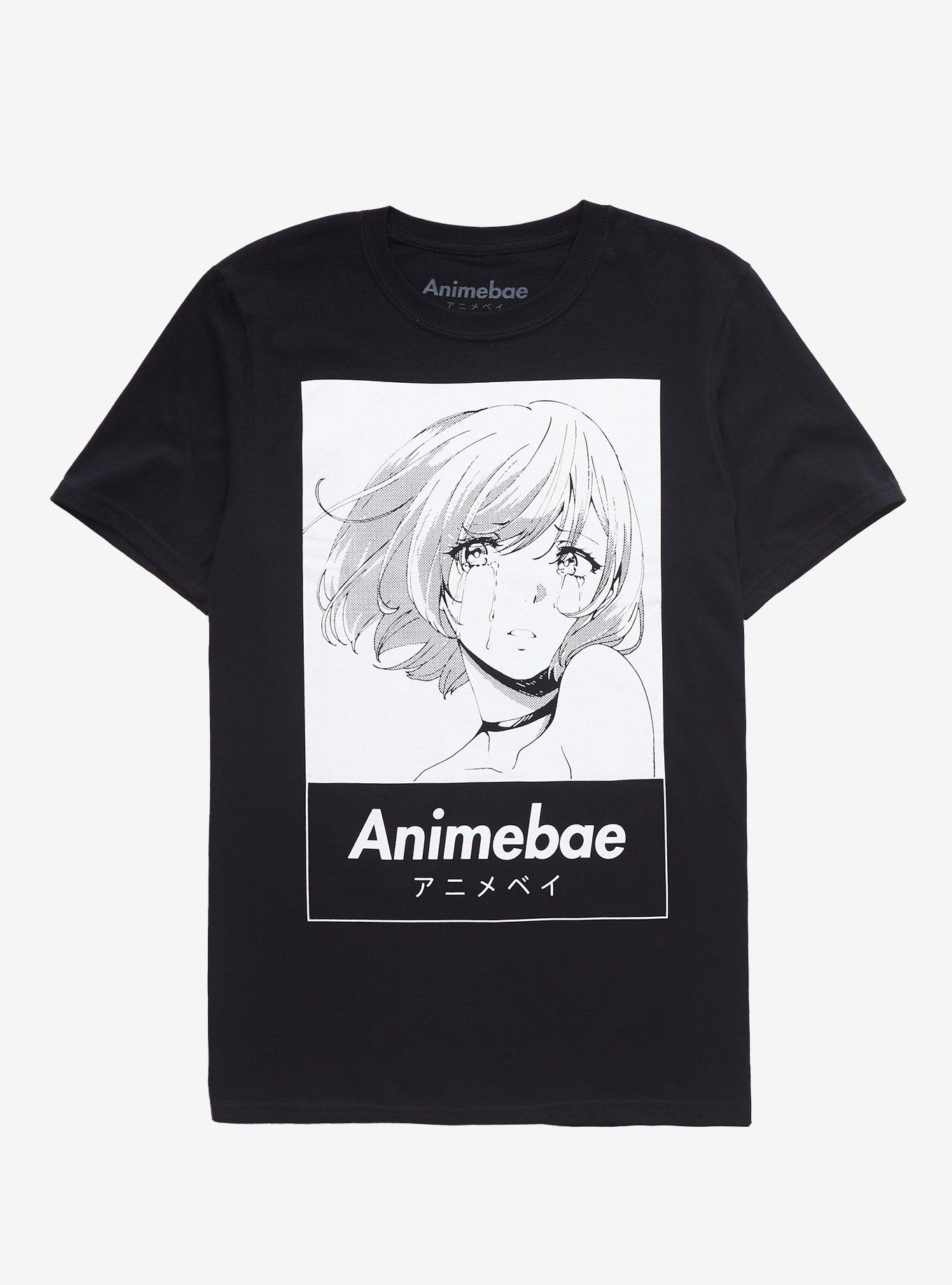 Animebae Sad Girl T-Shirt, BLACK, hi-res