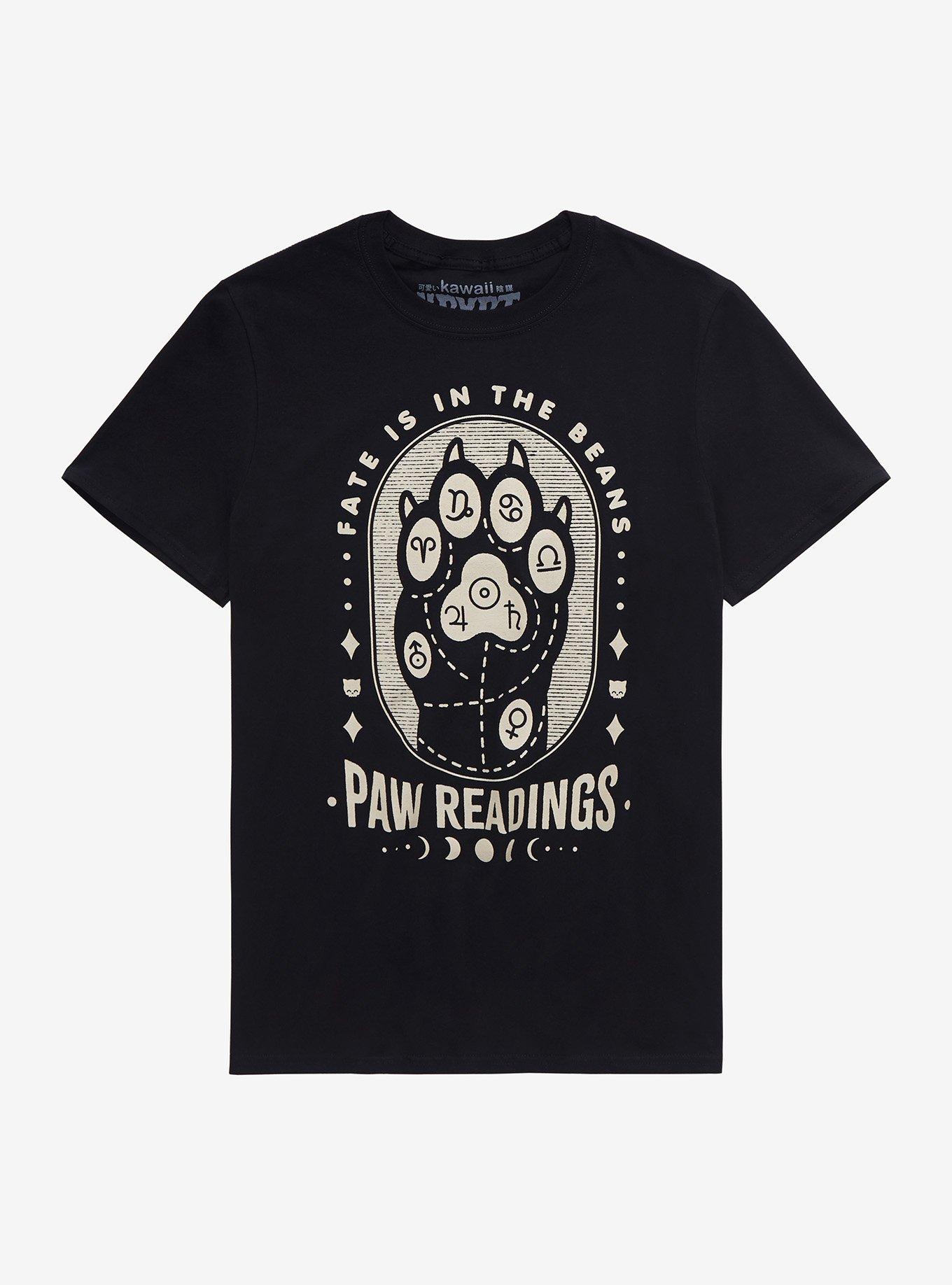 Paw Reading T-Shirt By Kawaii Krypt, BLACK, hi-res