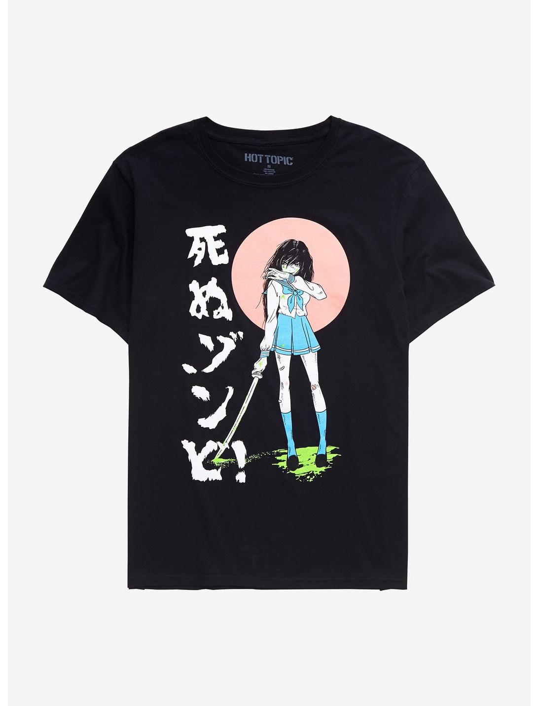 Zombie Hunter Anime Girl T-Shirt, BLACK, hi-res