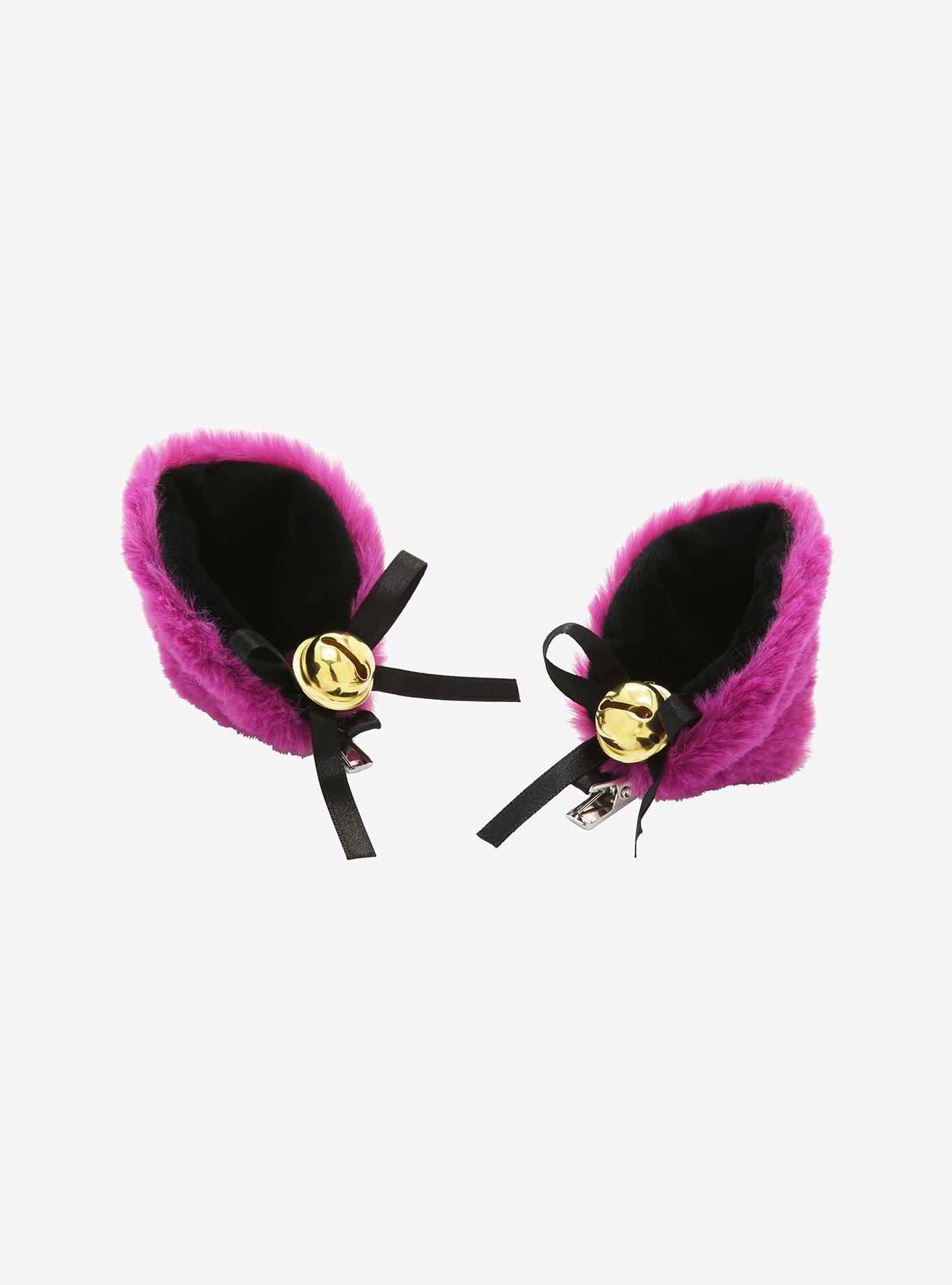 Purple & Black Cat Ears Hair Clip Set, , hi-res