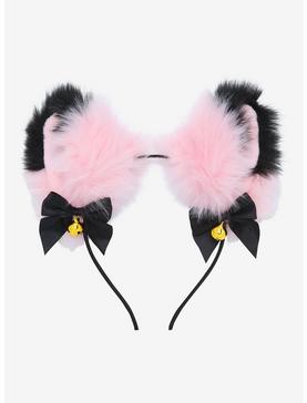 Pink & Black Tip Cat Ear Headband, , hi-res