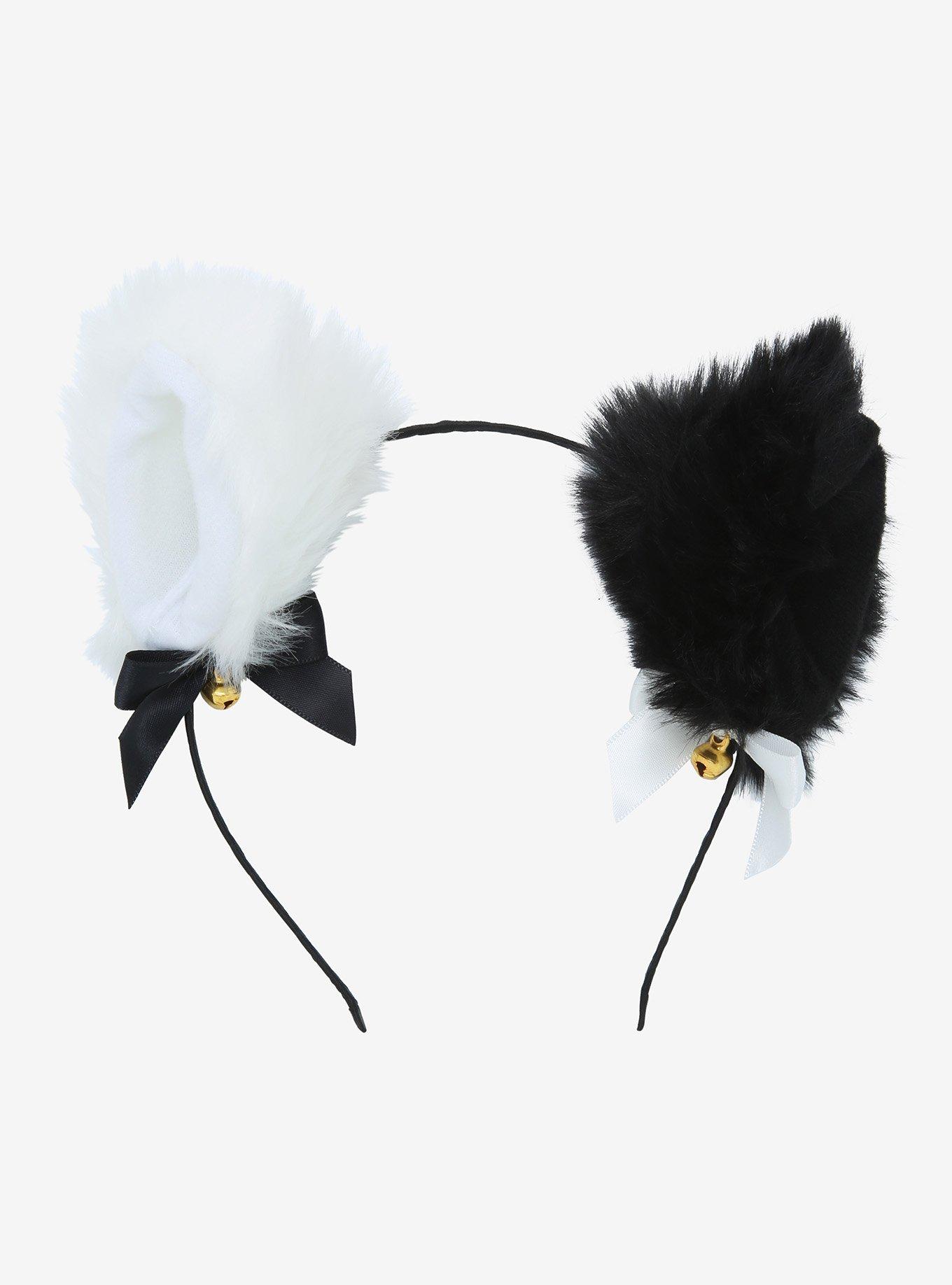 Black & White Split Cat Ear Headband, , hi-res