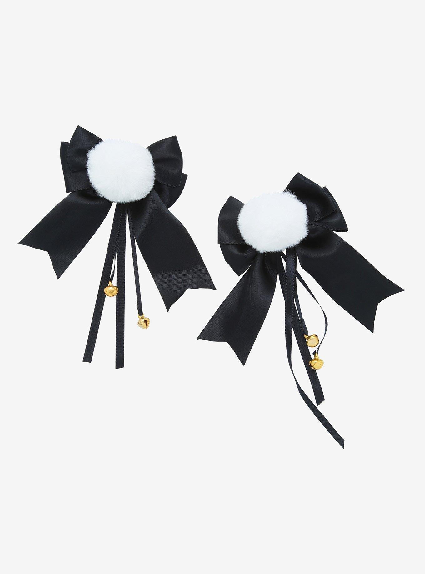 Black & White Puff Hair Clip Set Hot Topic