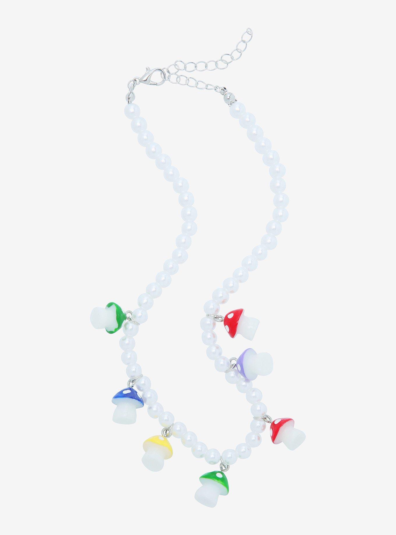 Mushroom Charm Pearl Necklace