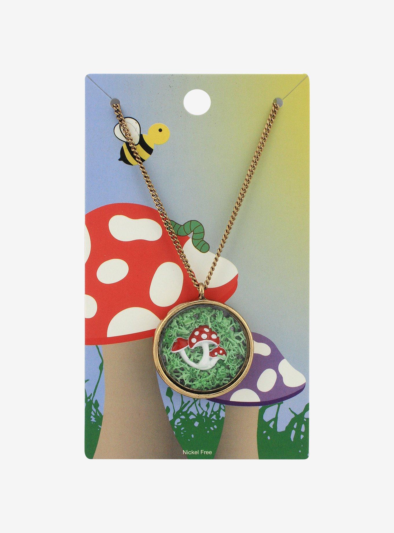 Mushroom & Moss Pendant Necklace, , hi-res