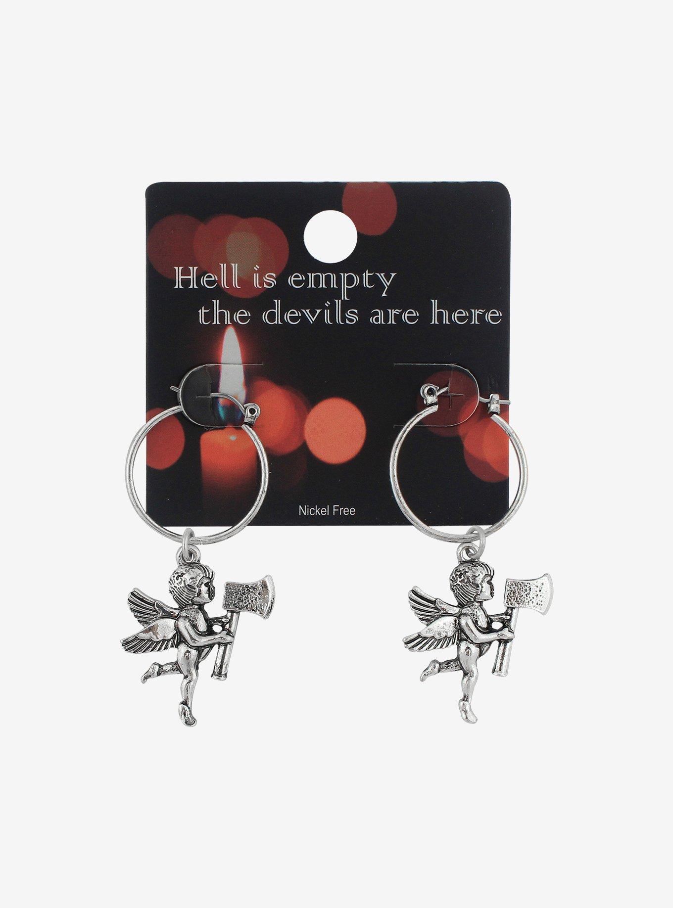 Angels With Axes Hoop Earrings, , hi-res