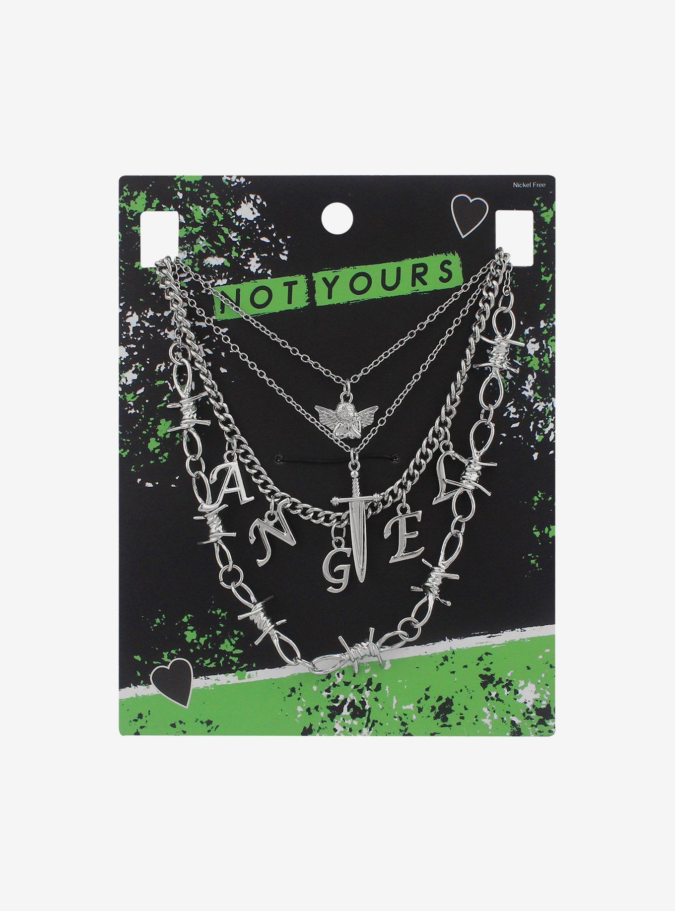 Angels & Barbed Wire Chain Necklace Set