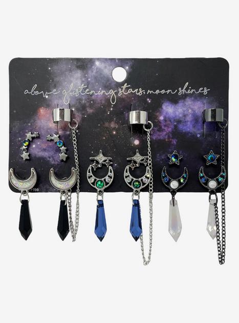 Moon Stars Mismatch Earring Set Hot Topic