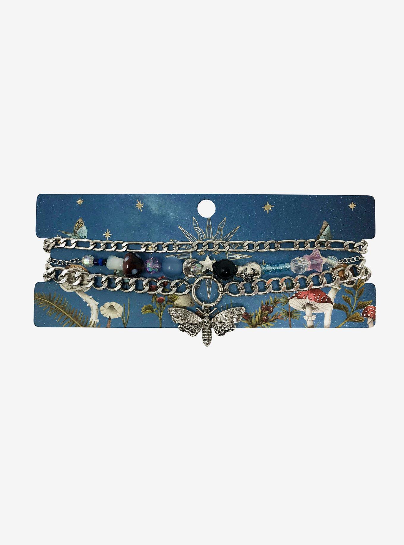 Beaded O-Ring Moth Choker Necklace Set, , hi-res