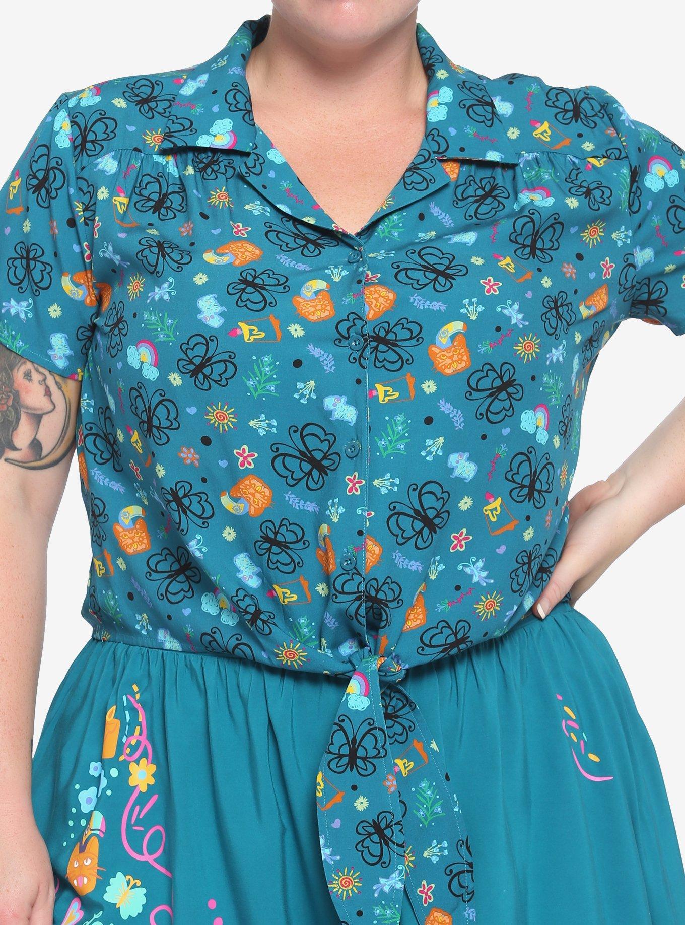 Disney Encanto Tie-Front Woven Button-Up Plus Size, MULTI, hi-res