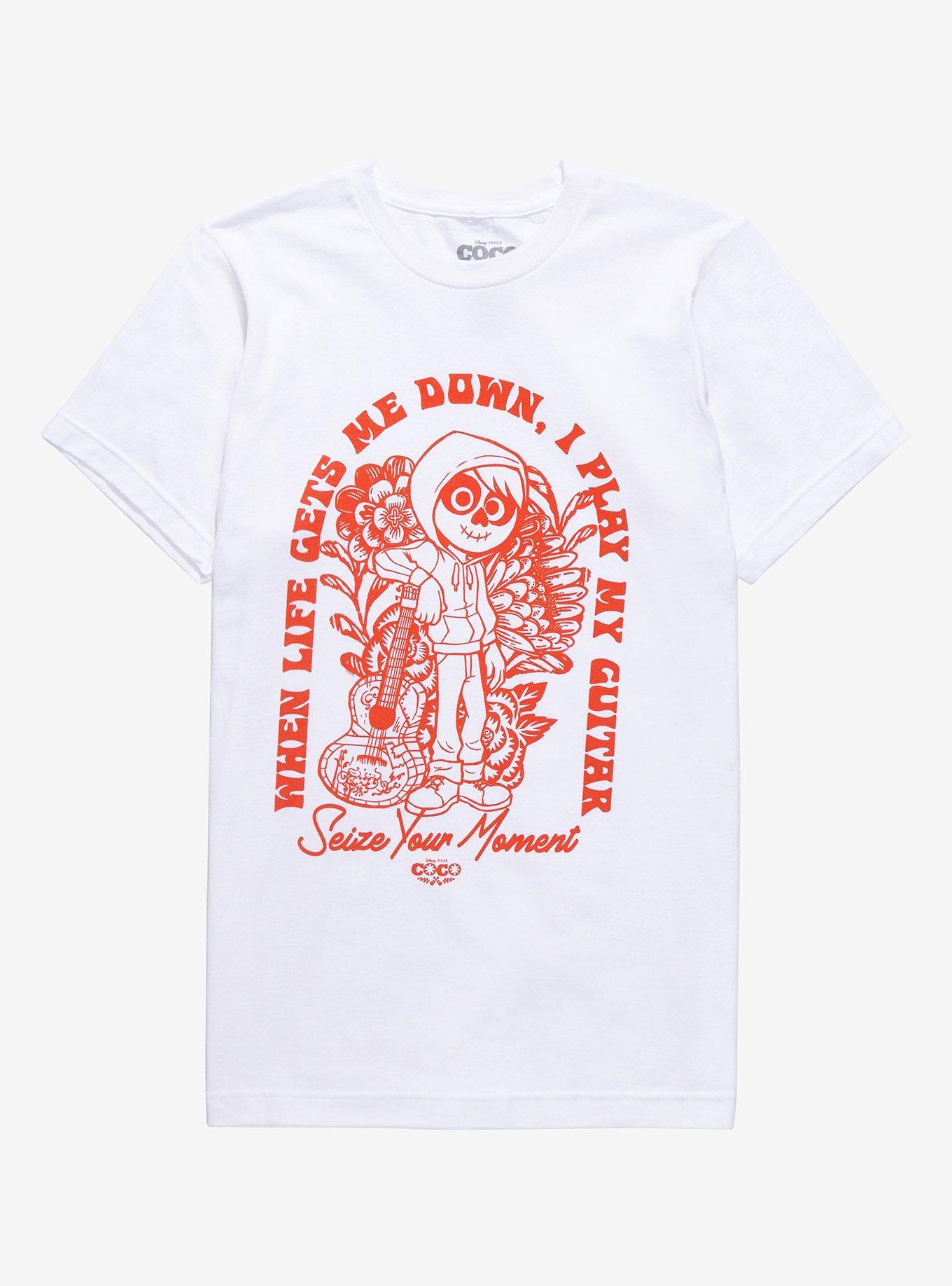 Disney Pixar Coco Miguel I Play My Guitar Women&rsquo;s T-Shirt - BoxLunch Exclusive, OFF WHITE, hi-res