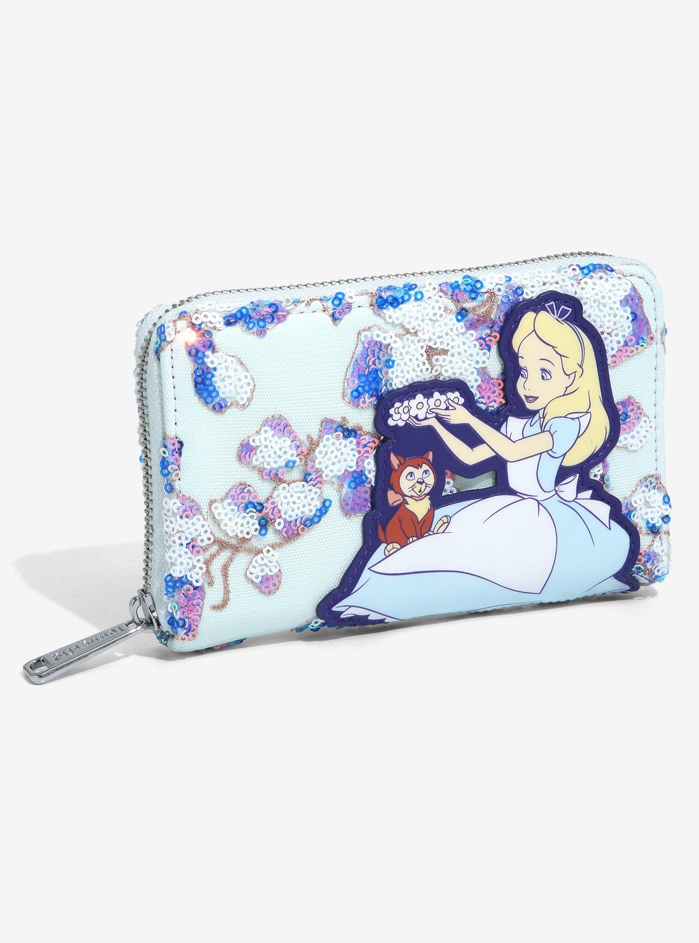 Loungefly Disney Alice In Wonderland Alice And Dinah Floral Sequin Wallet