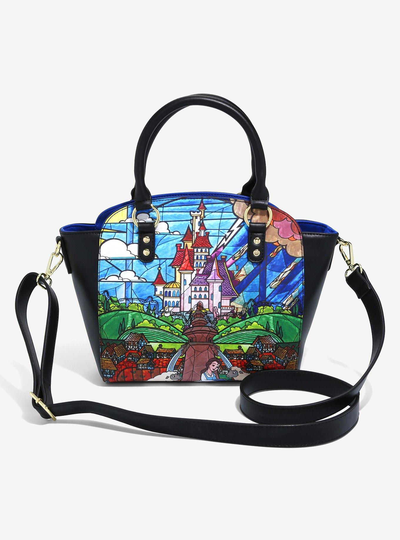 Loungefly Disney Beauty and The Beast Stained Glass Castle Handbag, , hi-res