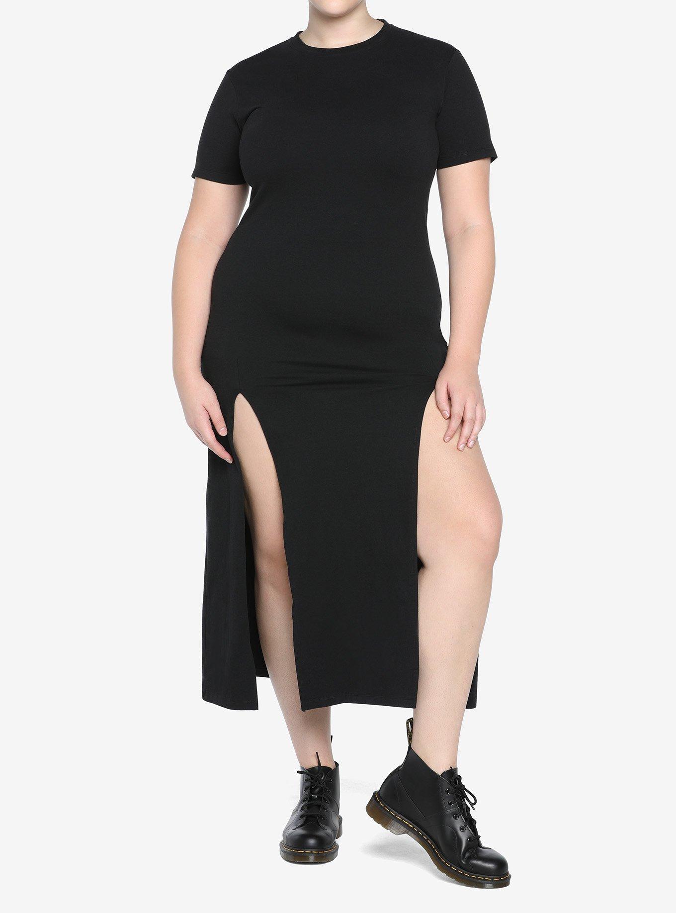 Plus size t shirt dress store with slits