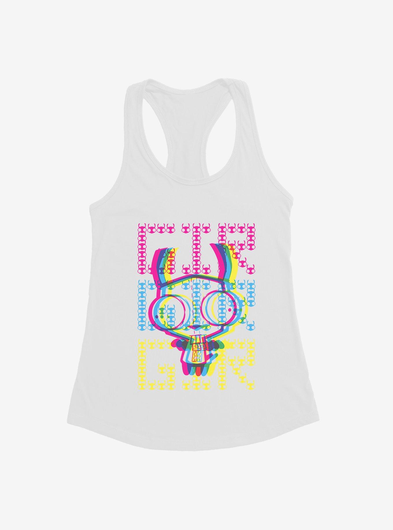 Invader Zim Gir Neon Stack Girls Tank, WHITE, hi-res