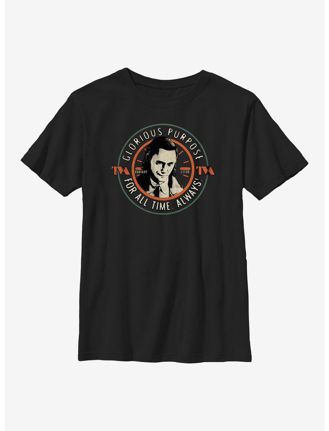 Marvel Loki Circle Stamp Youth T-Shirt, BLACK, hi-res