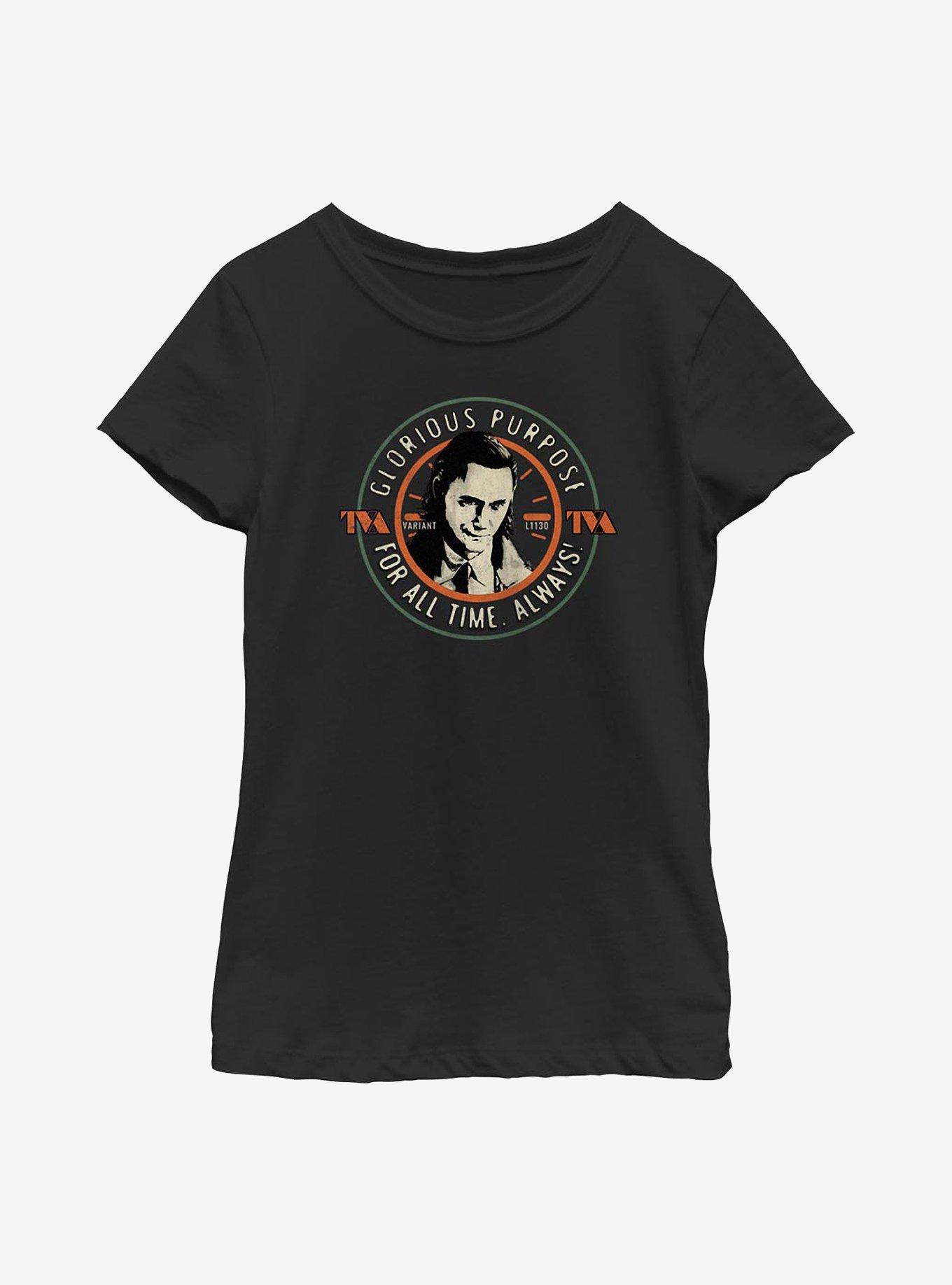 Marvel Loki Circle Stamp Youth Girls T-Shirt, BLACK, hi-res