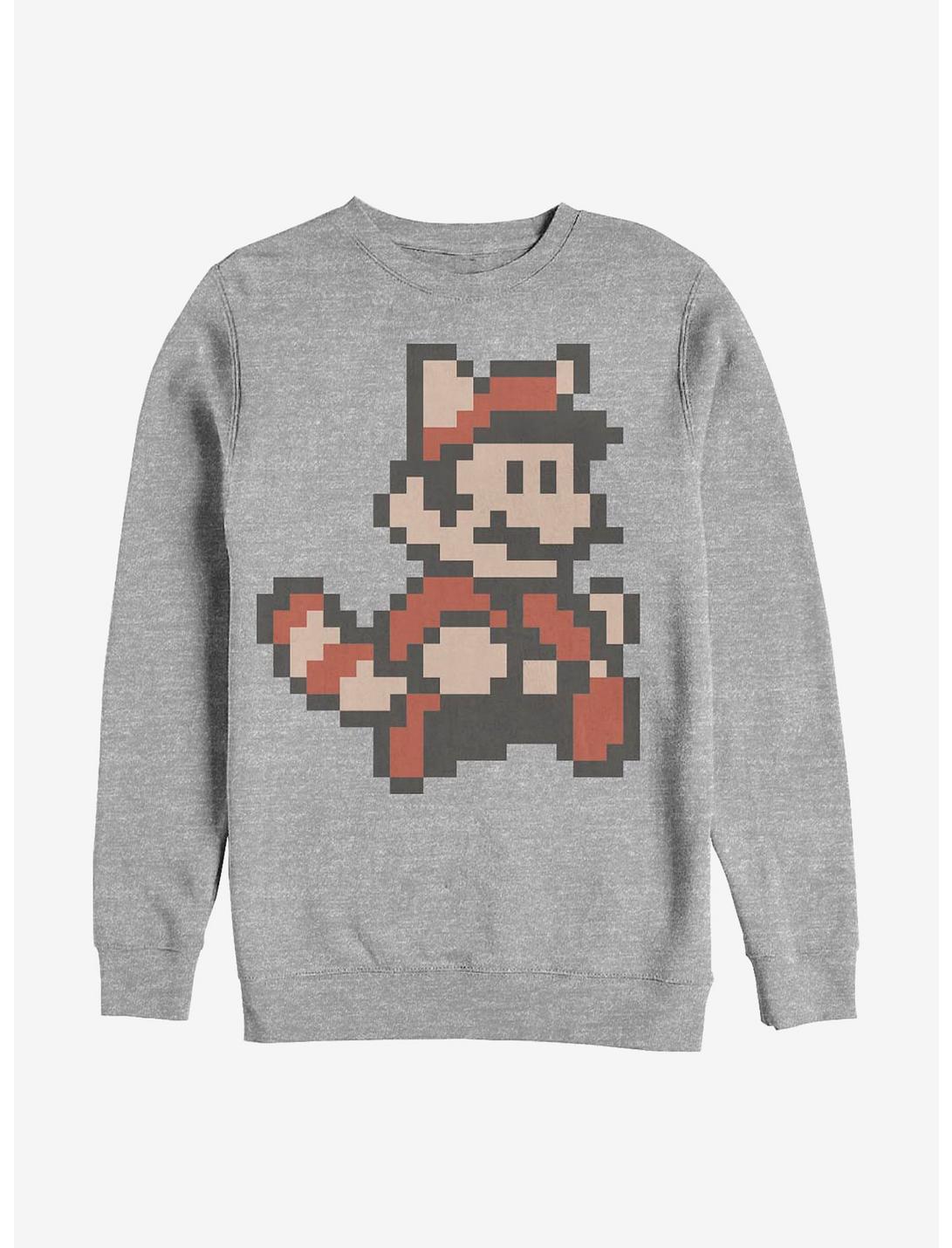 Nintendo Mario Fly Raccoon Crew Sweatshirt, ATH HTR, hi-res