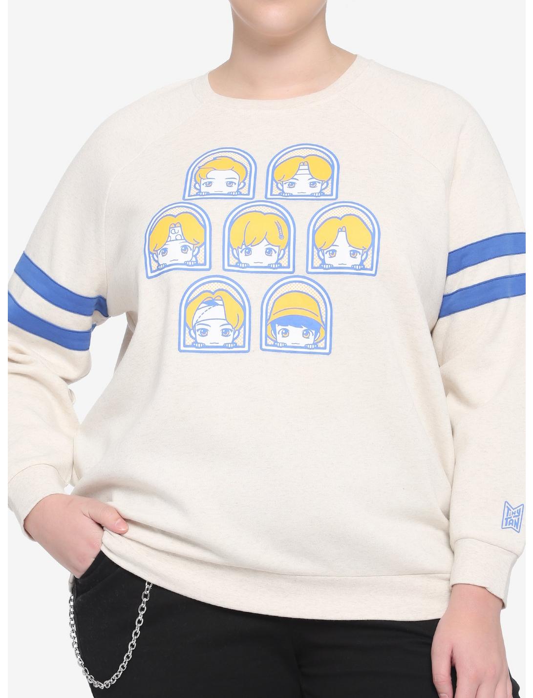 TinyTAN Member Wappen Badge Girls Athletic Sweatshirt Plus Size Inspired By BTS Hot Topic Exclusive, CREAM, hi-res
