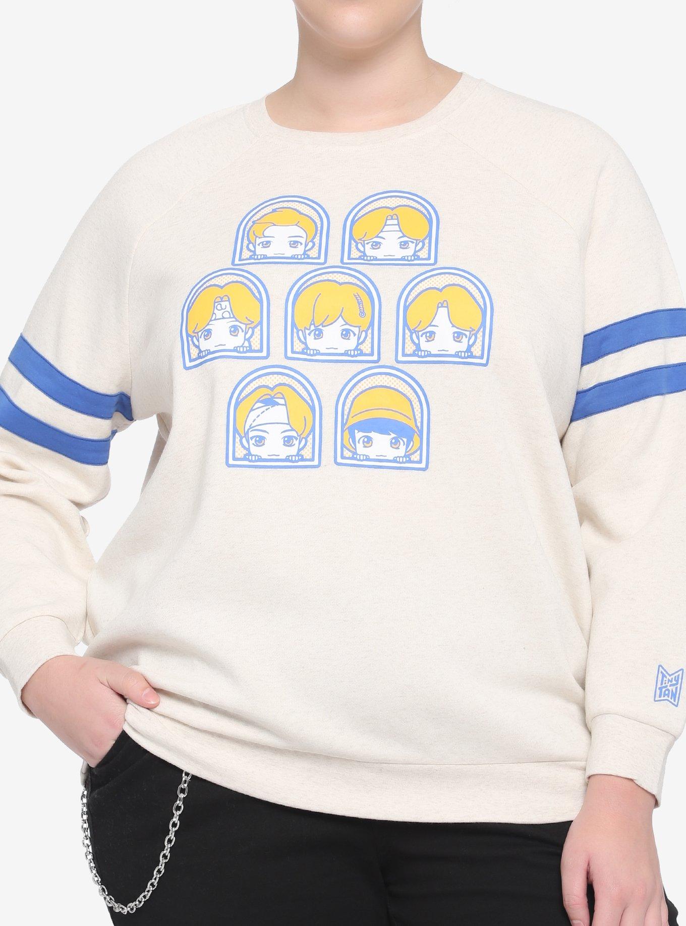 TinyTAN Member Wappen Badge Girls Athletic Sweatshirt Plus Size Inspired By BTS Hot Topic Exclusive, CREAM, hi-res