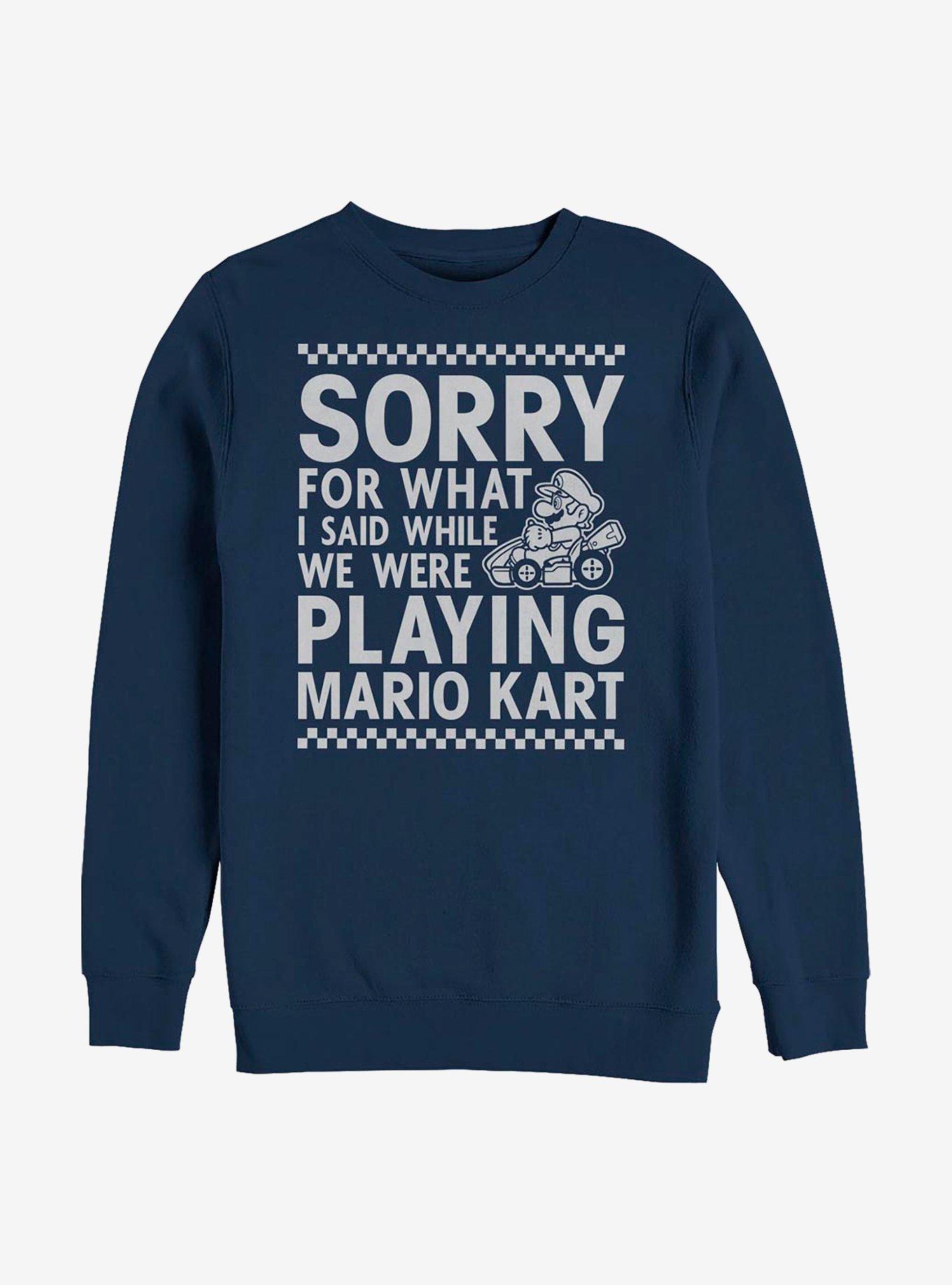 Nintendo Mario Sorry For What I Said Crew Sweatshirt, NAVY, hi-res