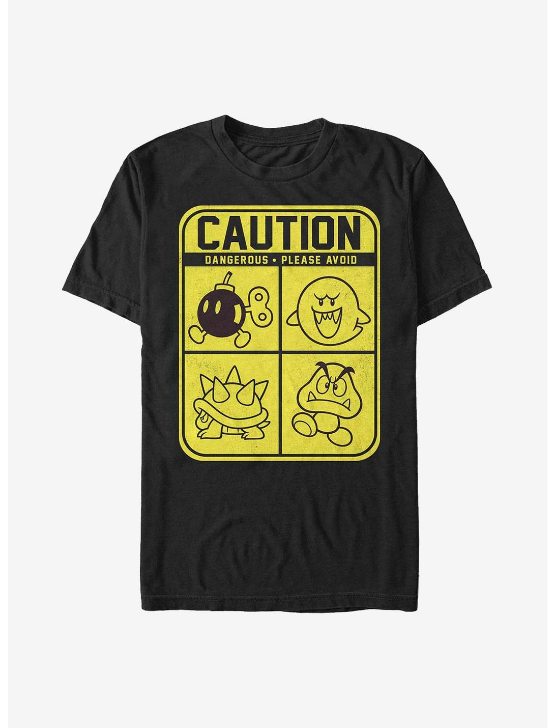 Nintendo Mario Caution T-Shirt, BLACK, hi-res