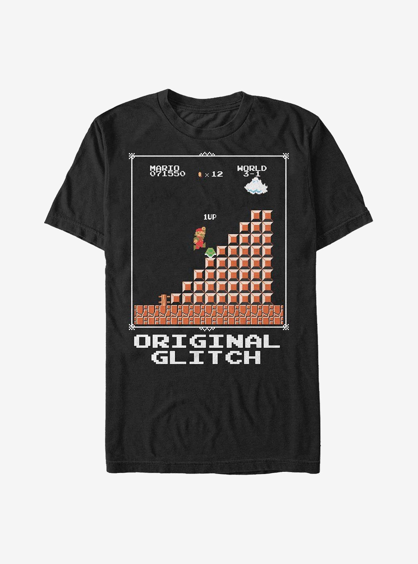 Nintendo Mario Original Glitch T-Shirt, BLACK, hi-res