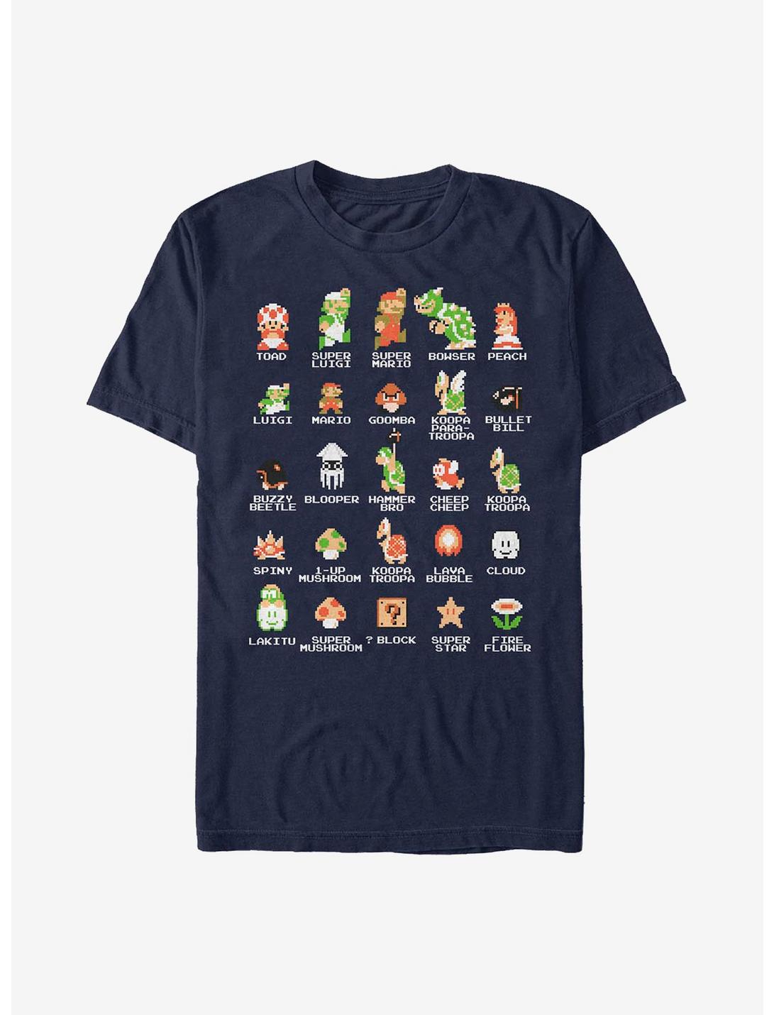 Nintendo Mario Pixel Cast T-Shirt, NAVY, hi-res