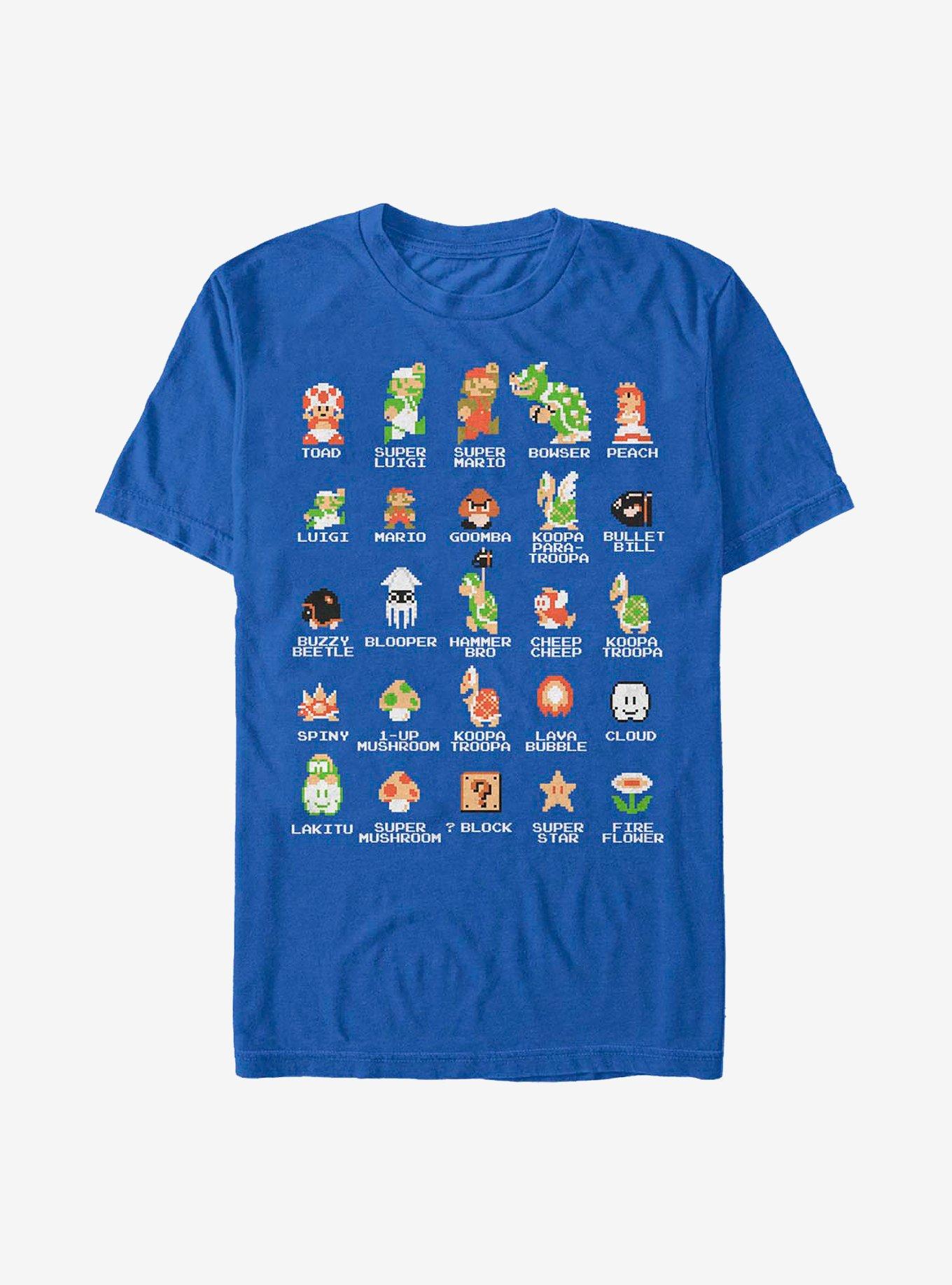 Nintendo Mario Pixel Cast T-Shirt, ROYAL, hi-res