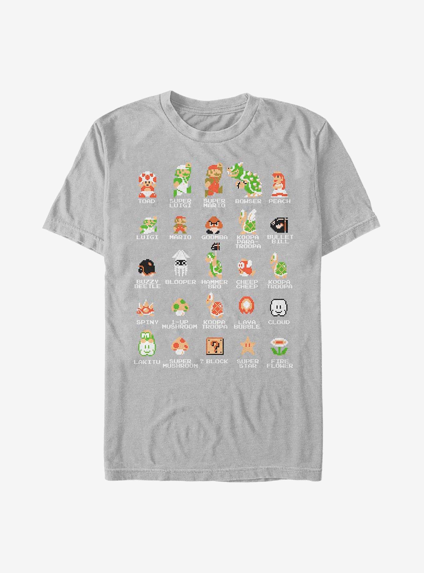 Nintendo Mario Pixel Cast T-Shirt, SILVER, hi-res