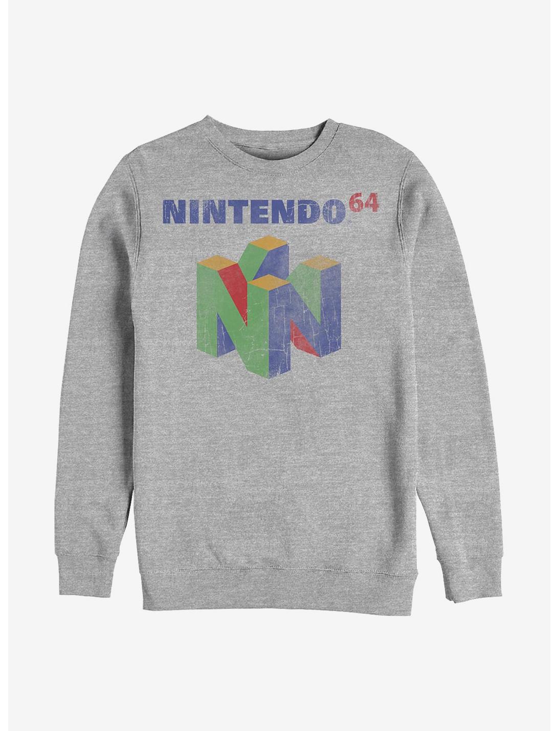 Nintendo N64 Logo Crew Sweatshirt, ATH HTR, hi-res