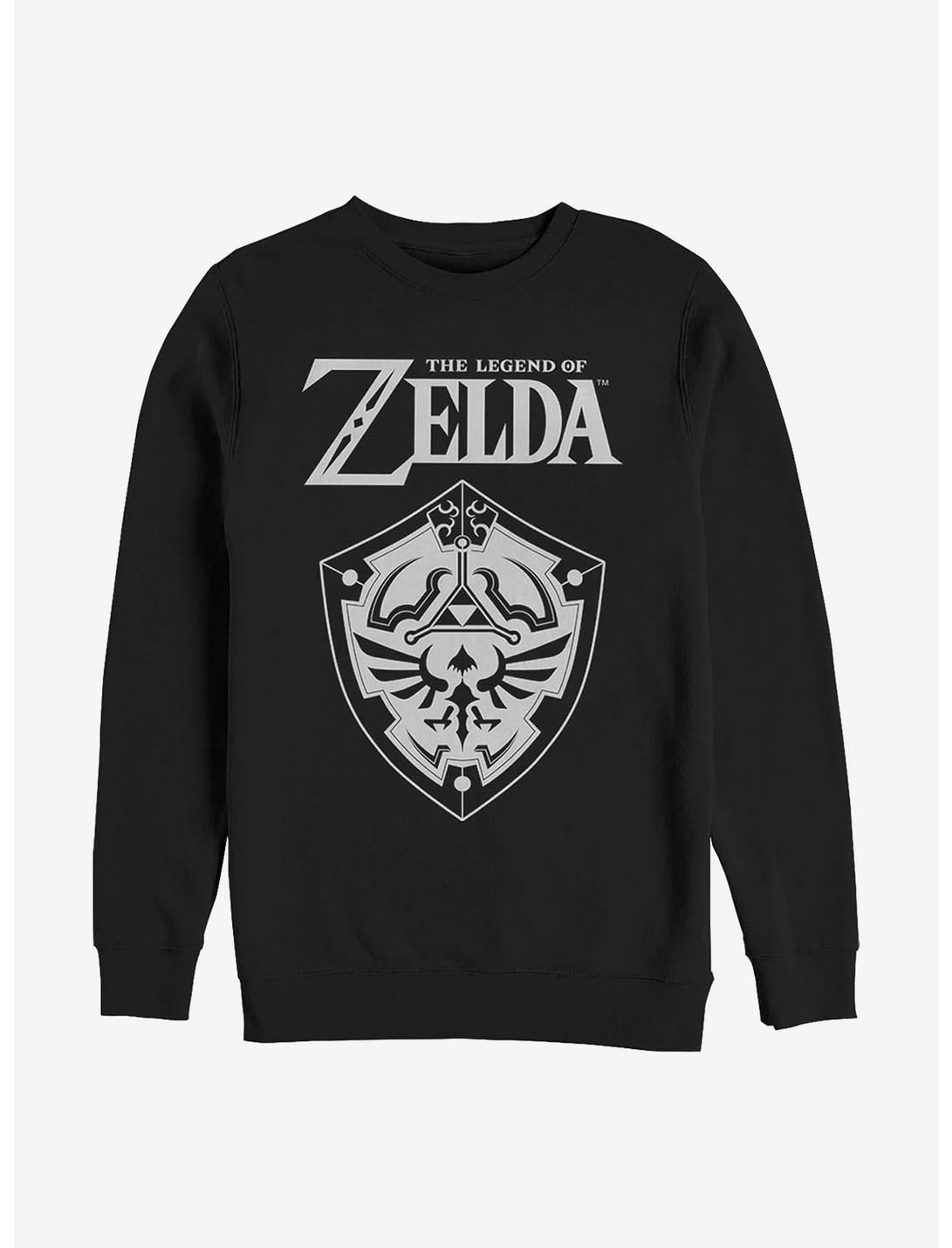 Nintendo Zelda Shield Crew Sweatshirt, BLACK, hi-res