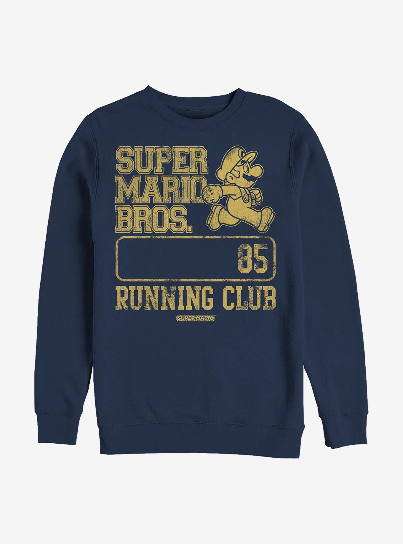 Nintendo Mario Running Club Crew Sweatshirt, NAVY, hi-res